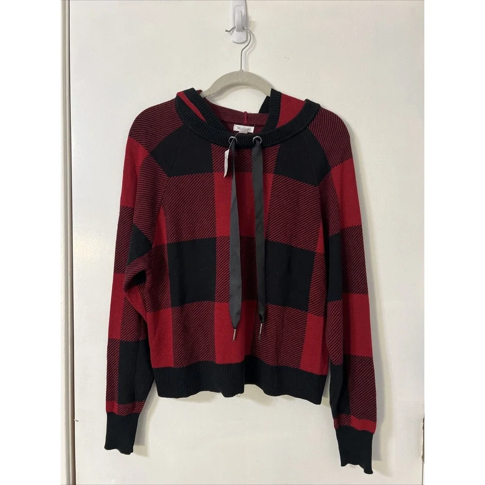 Westport Hoodie Sweater‎ Women's  Knit Long Sleeve Crew Neck Checkered